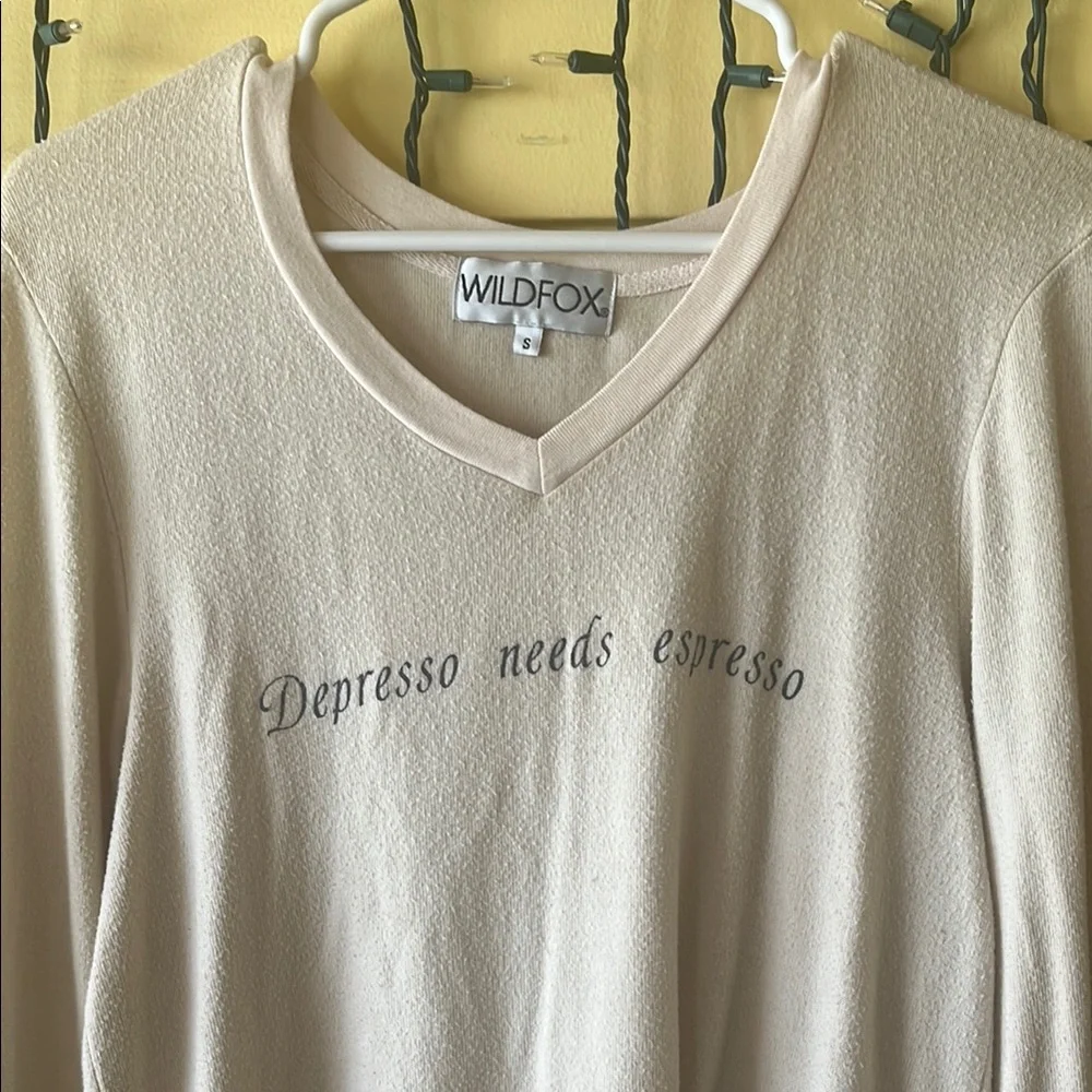 Wildfox light tan V-Neck Sweater - Picture 2 of 3